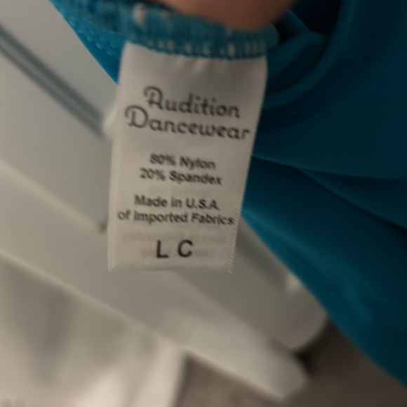 Large child colourful bodysuit. Audition dance wear leotard. Turquoise & flowers - Picture 3 of 4